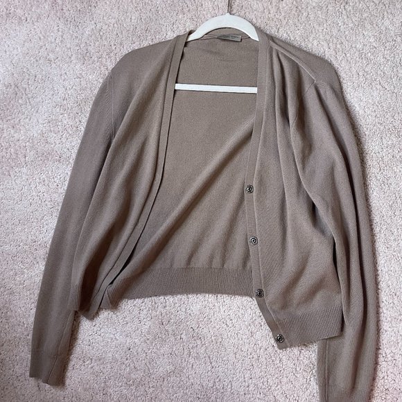 Bottega Veneta Tan Cashmere Sweater Cardigan Size M - Picture 1 of 2